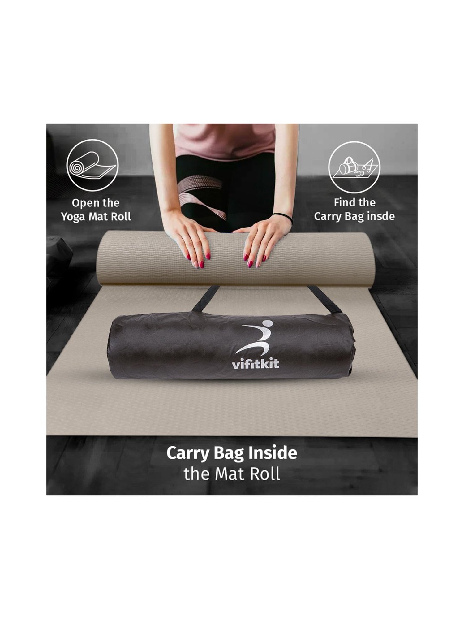Vifitkit Anti-Skid Yoga Mat (Grey) Size - 6mm