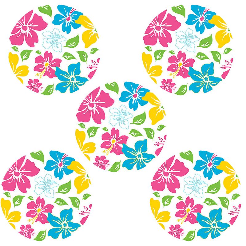 Tropical Pink Circle Self-Stick 5pc Wall Accent Stickers - Wall Pops..