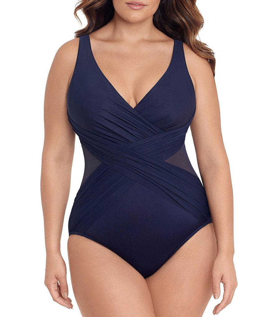 Miraclesuit Plus Size Illusionist Crossover One Piece Swimsuit