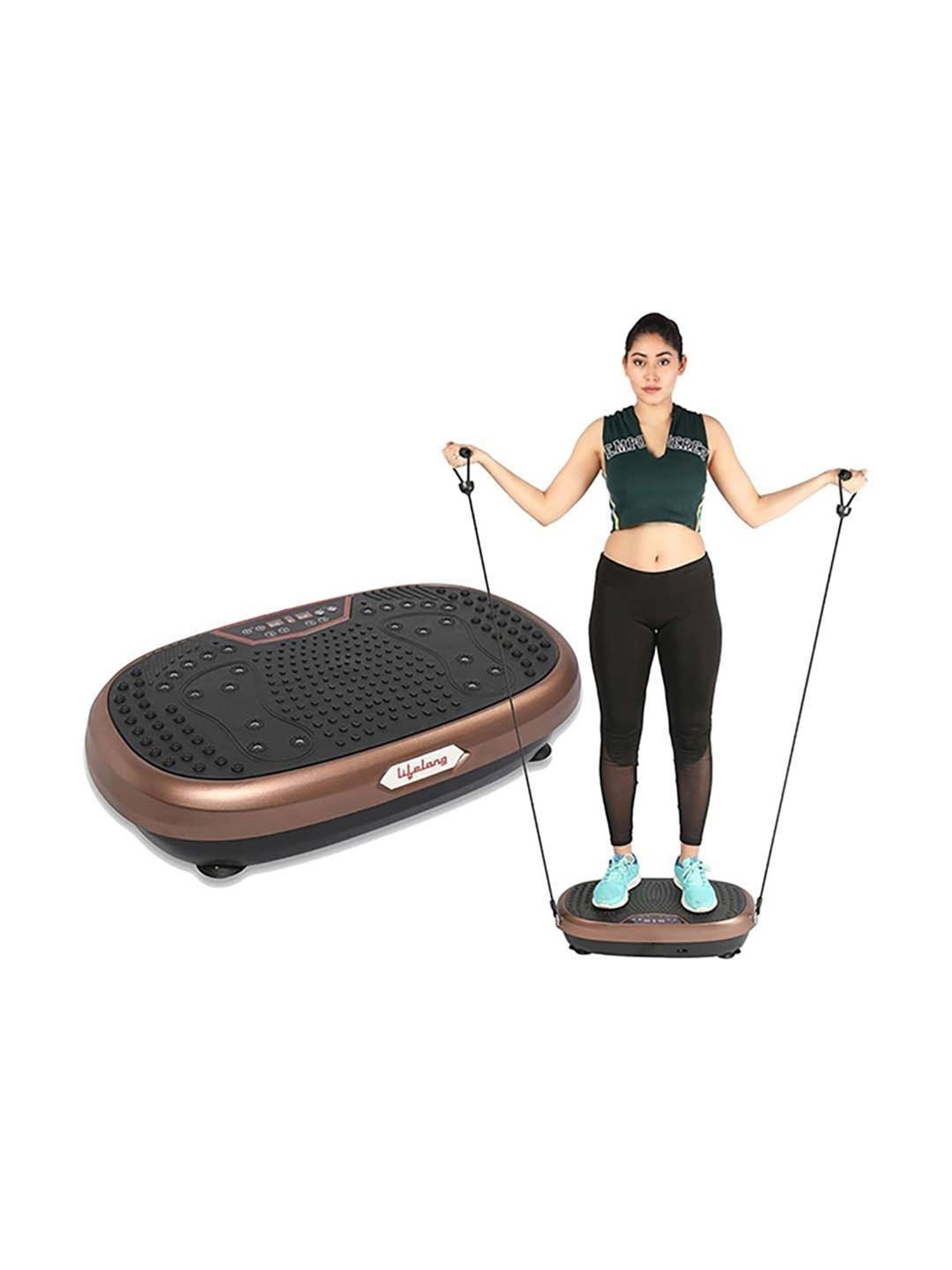 Lifelong LLM234 Crazyfit Vibration Plate Massager Machine for Full Body Workout (Brown)
