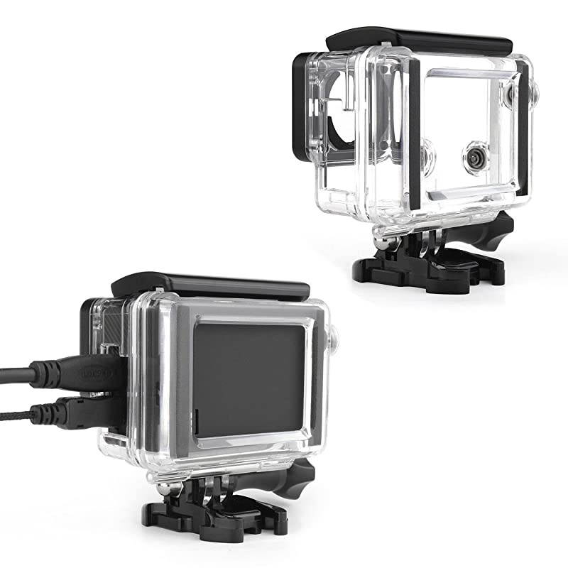 Side Open Skeleton Protective Housing Case for GoPro Hero 4 3+ 3 Silver Back Camera - Includes Standard Skeleton Backdoor, Skeleton BacPac Backdoor and Silicone Lens Cap