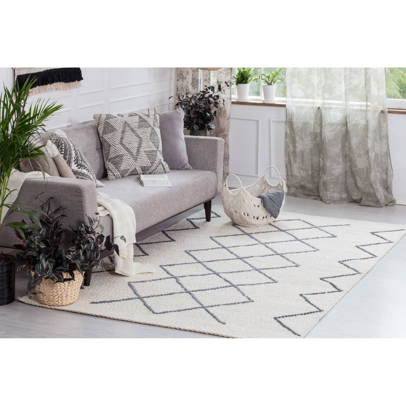 8'x10' Kingston Diamond Rug Ivory/Gray/Blue - Anji Mountain