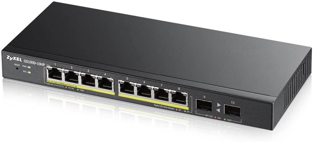 Zyxel GS1900-10HP GS1900-10HP 8-PRT GBE 2 Slots, GS1900-10HP-EU0101F (GS1900-10HP 8-PRT GBE 2 Slots)