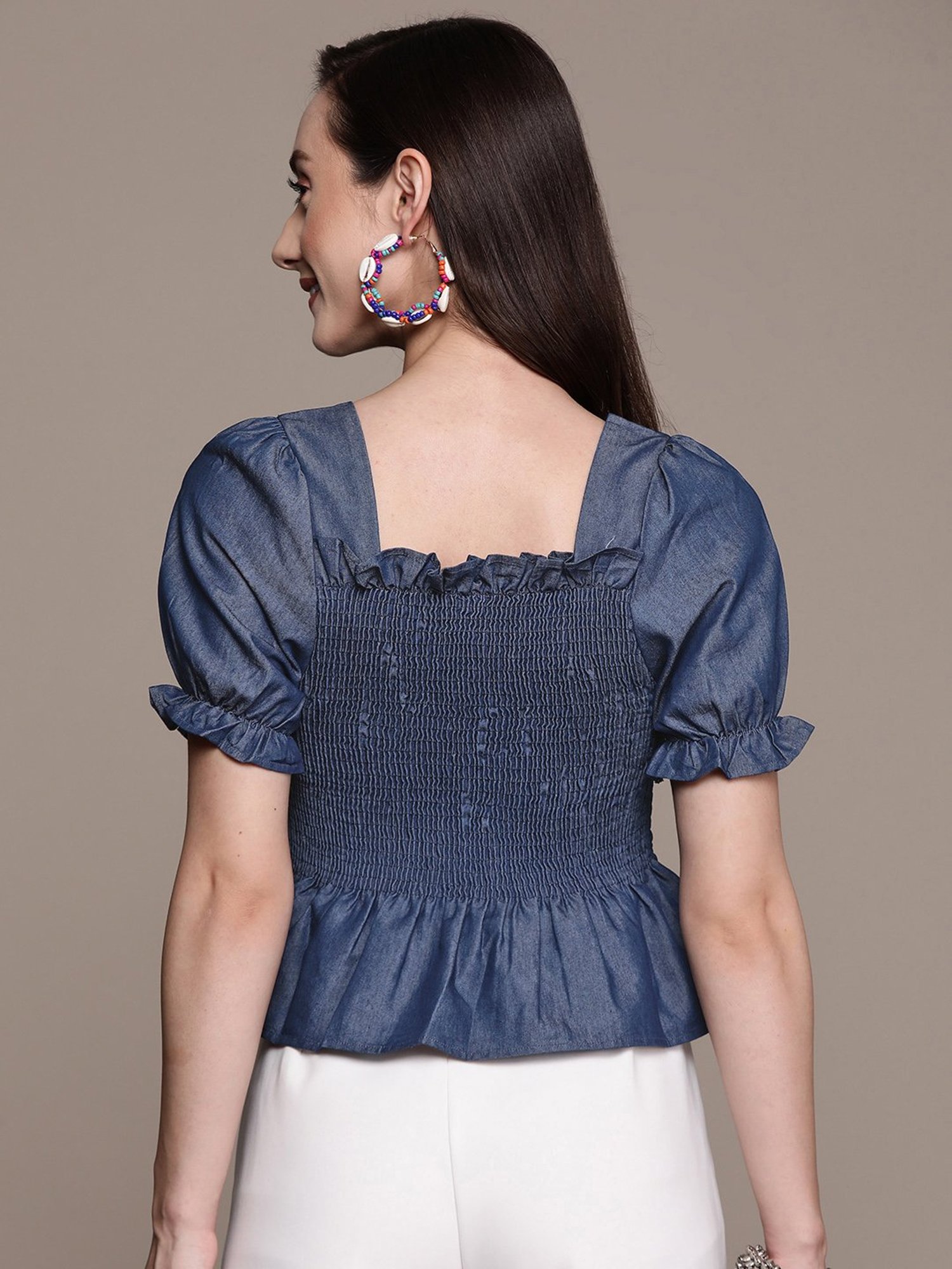 Ishin Navy Regular Fit Top