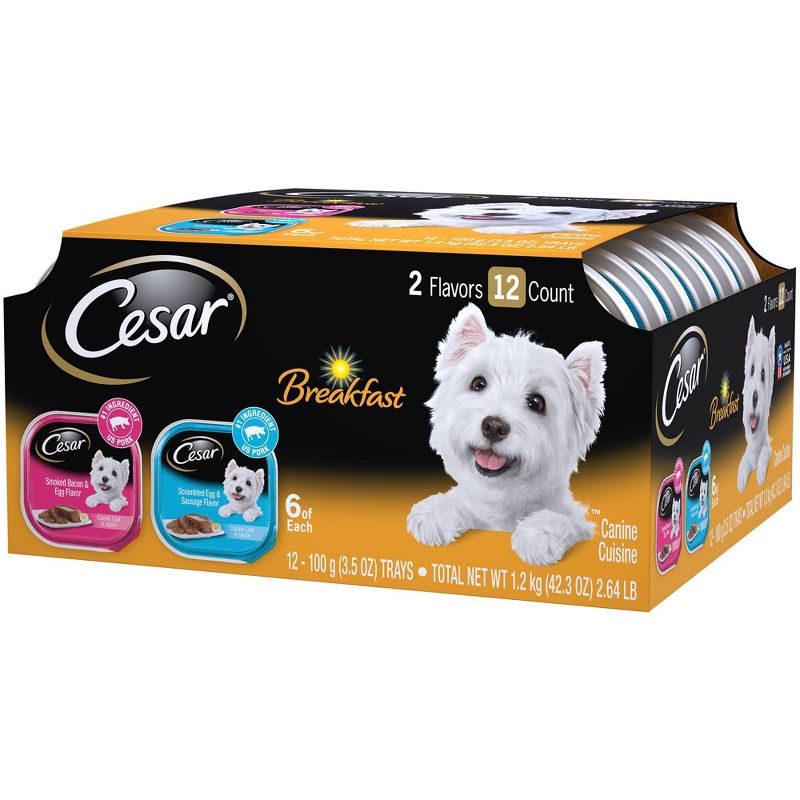 Cesar Classic Loaf in Sauce Wet Dog Food Breakfast Lovers - 3.5oz/12ct Variety Pack