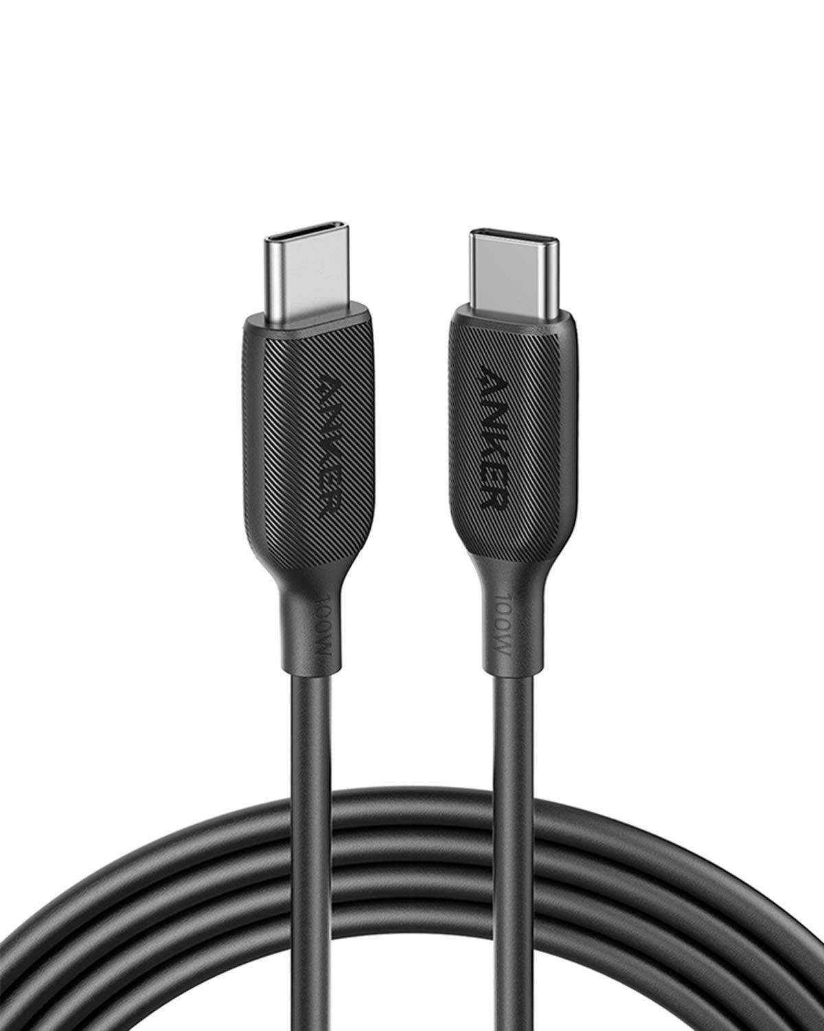 USB C Cable 100W 6ft Anker Powerline III USB C to USB C Charger Cable 2.0 Type C Charging Cable for MacBook Pro 2020 iPad Pro 2020 iPad Air 4 Galaxy S20 Plus S9 S8 Pixel Switch LG V20 (Black)