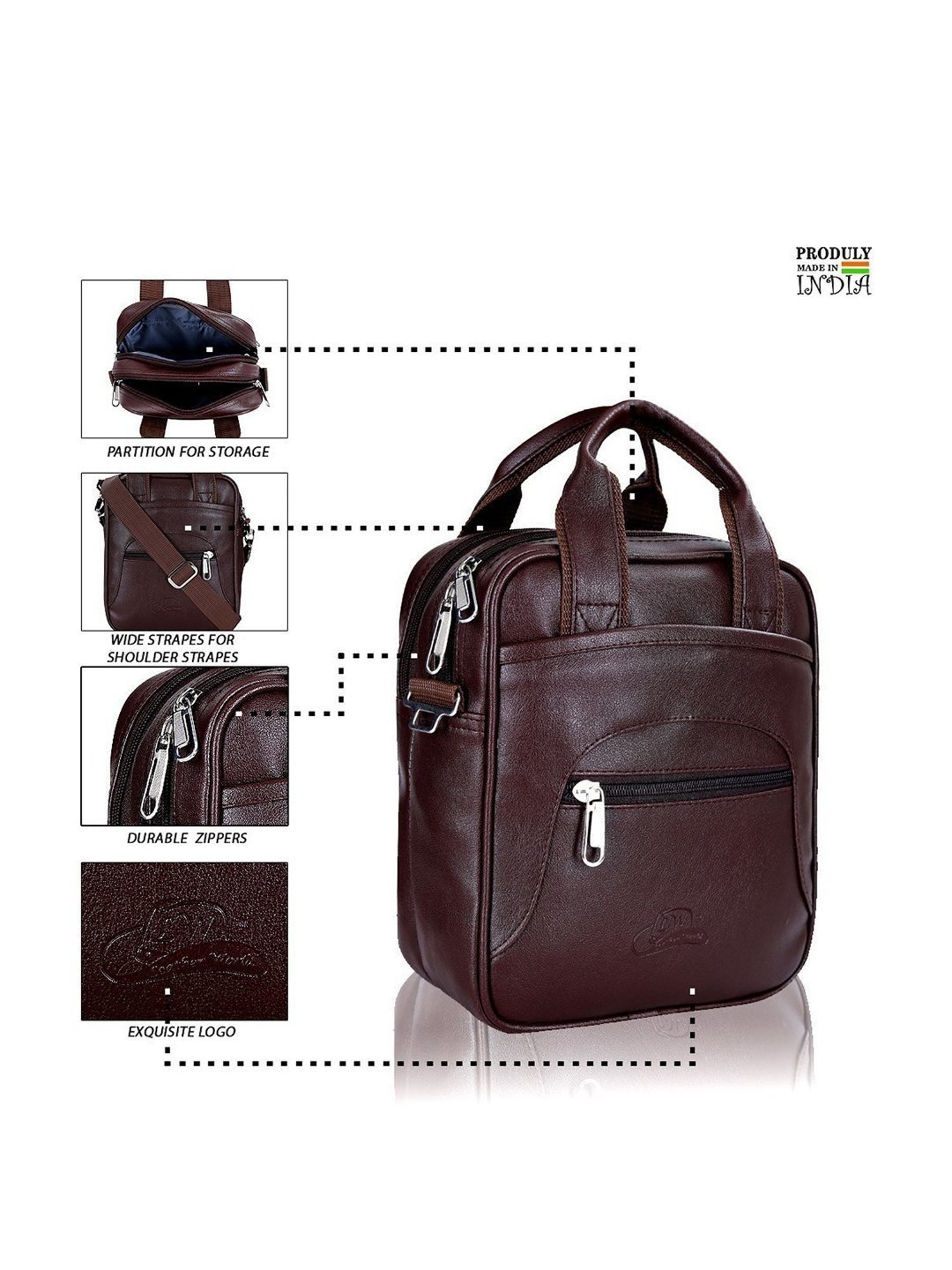 Leather World Brown Solid Medium Cross Body Bag