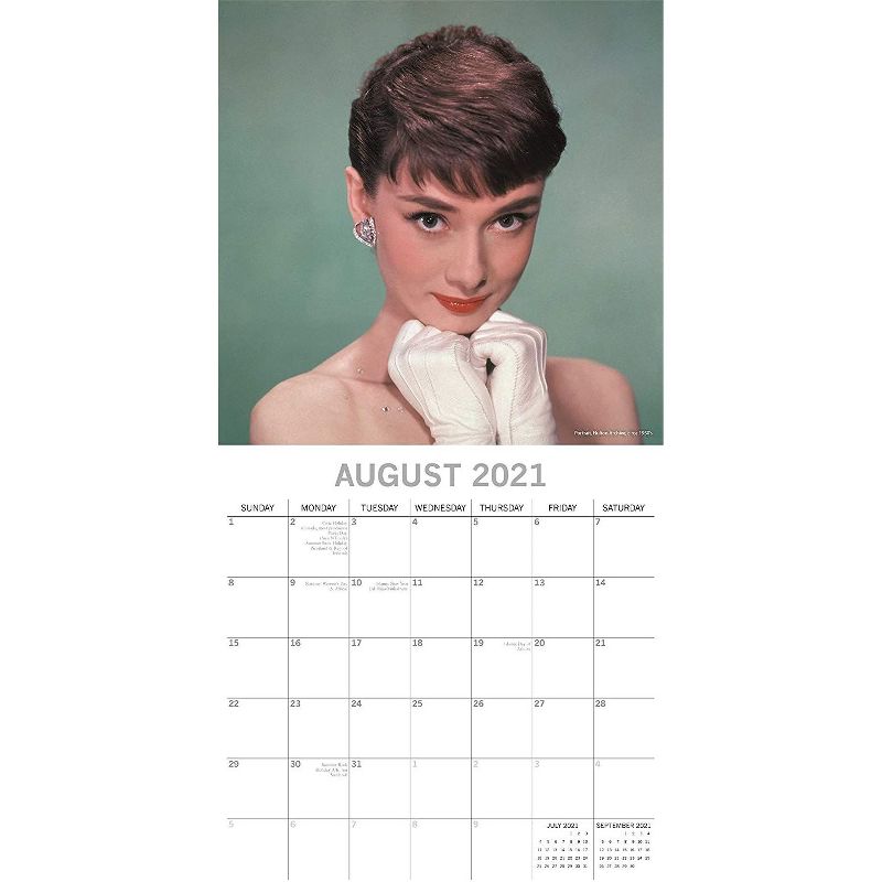 The Gifted Stationery 2021 Wall Calendar 12" x 12" Monthly View, Audrey Hepburn, 16-Month, with 180 Reminder Stickers