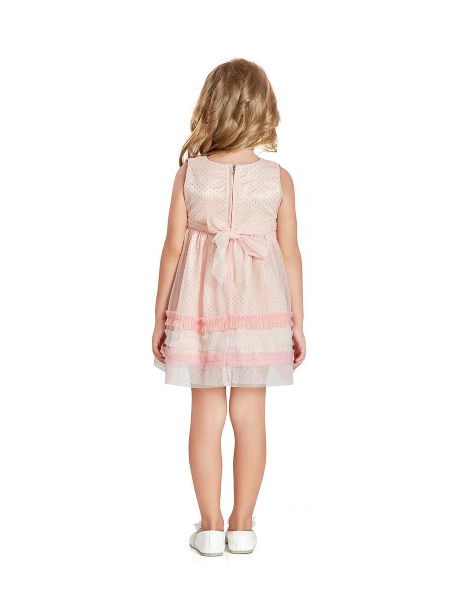 Peppermint Kids Peach Embroidered Dress