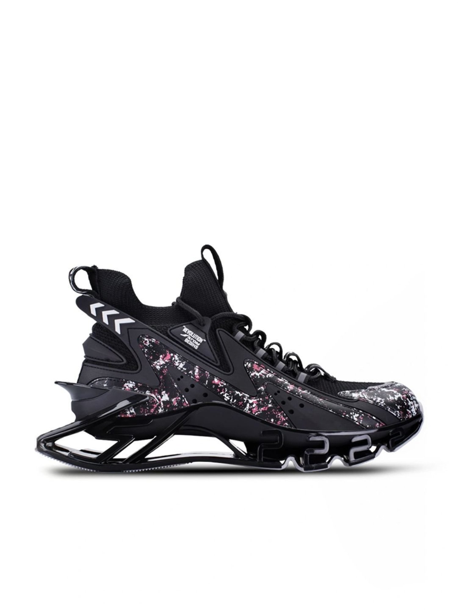 Atom Men's Multi Print Black Running Shoes