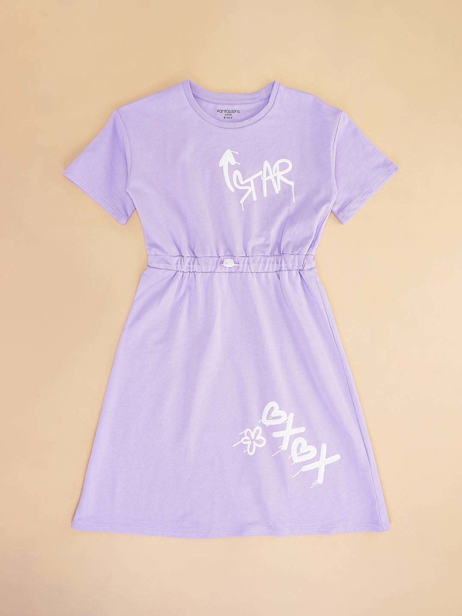 Pantaloons Baby Kids Pastel Lilac Cotton Graphic Dress