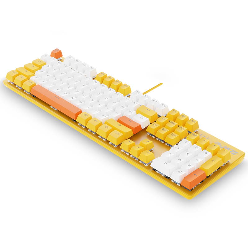 A-jazz  N-Key Rollover  Mechanical Gaming Keyboard, White Backlit, PBT Keycaps-White and Yellow