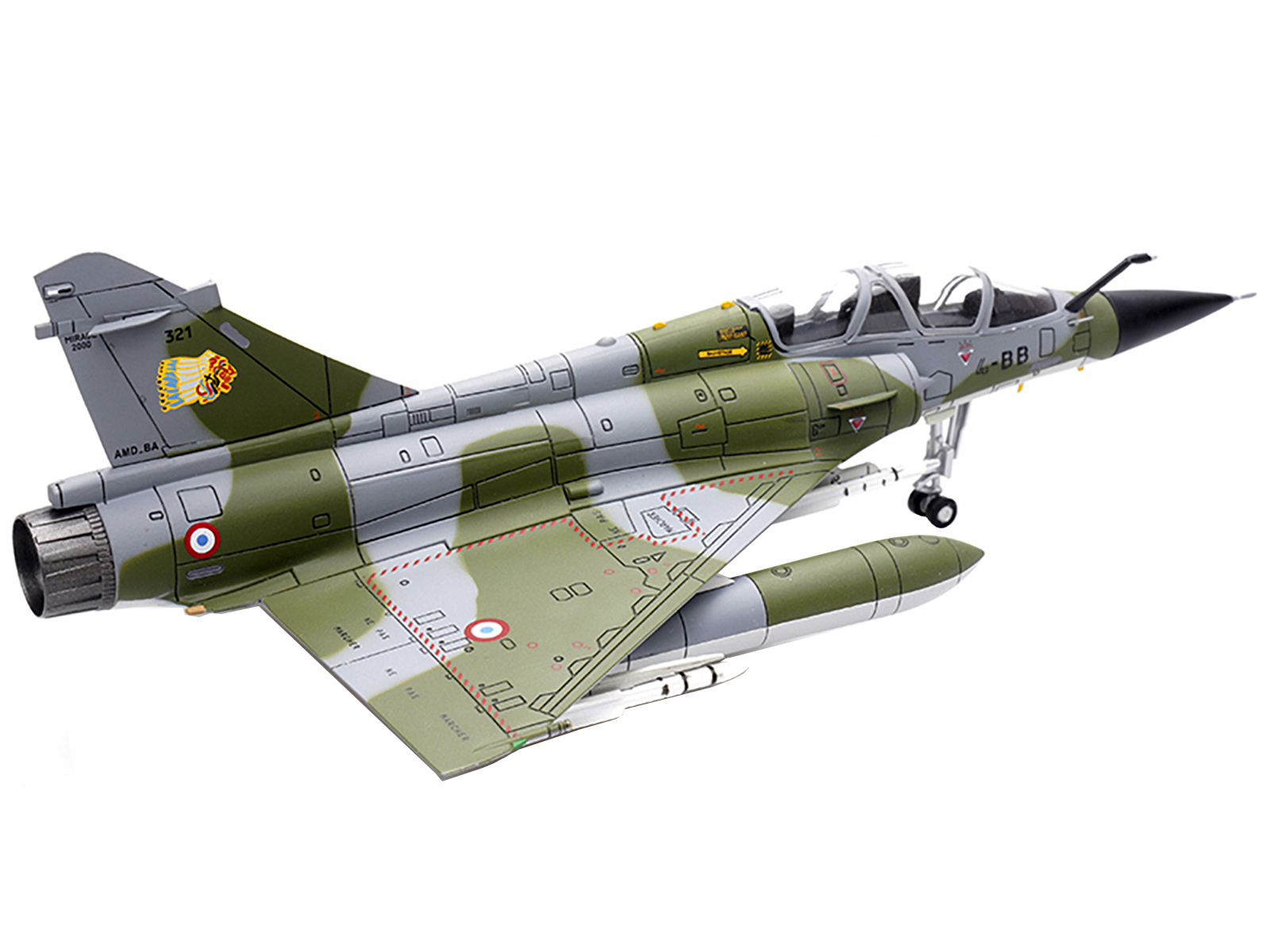 Dassault Mirage 2000N Fighter Plane Camouflage "French Air Force - Armee de l&rsquo;Air" with Missile Accessories "Wing" Series 1/72 Diecast Model by Panzerkampf