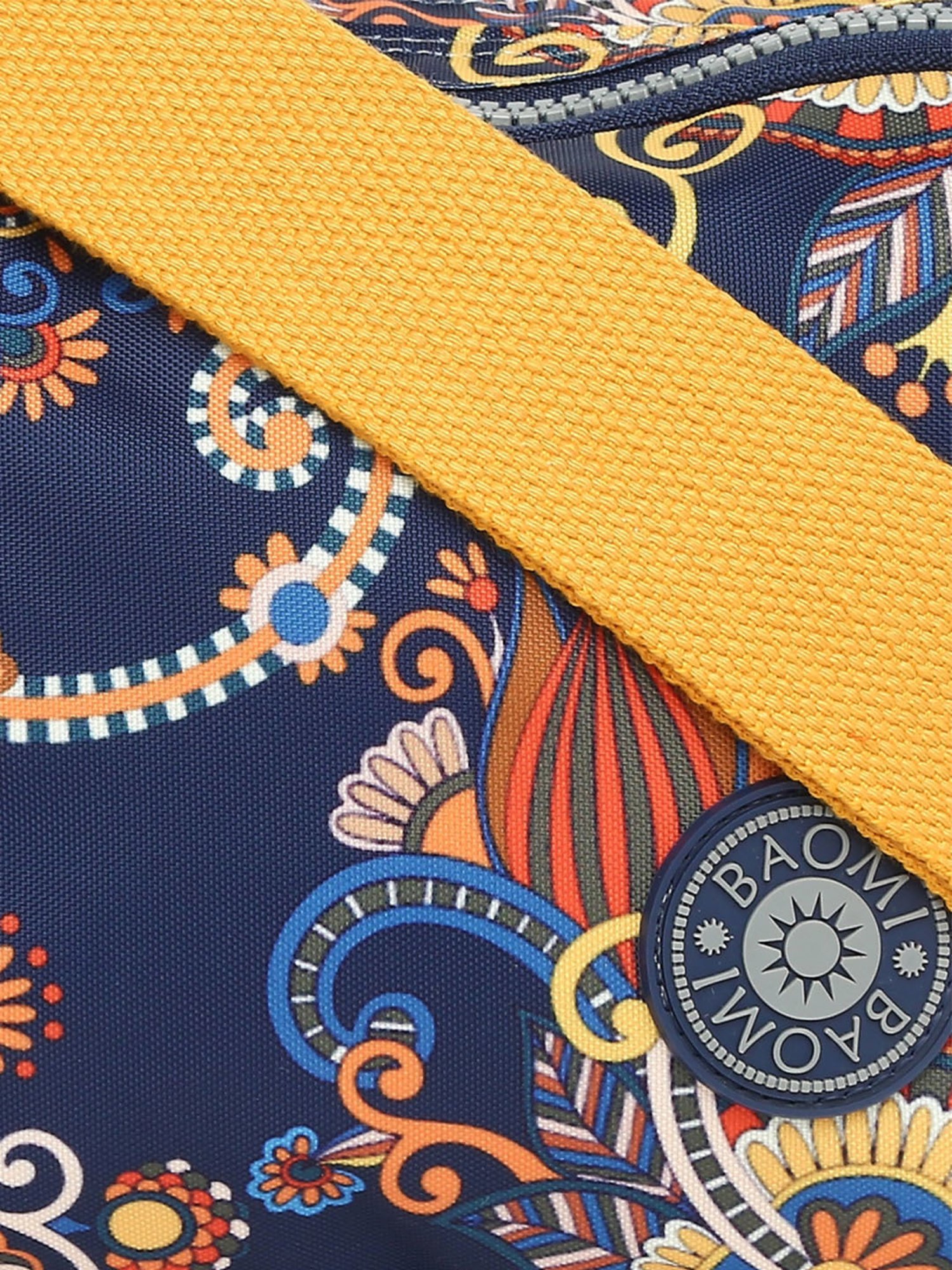 Baomi Blue & Yellow Printed Medium Sling Handbag