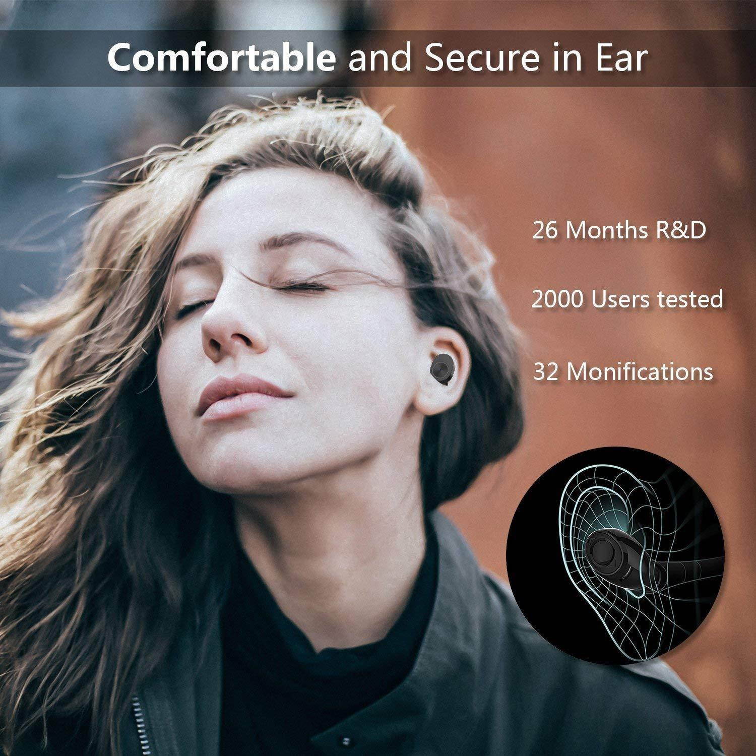 TWS Best True Wireless Bluetooth Earbuds Sweatproof Stereo Sport Headsets Hight Quality Headphone Premium Sound with Charging Case For Apple Iphone Samsung LG and Other Phone