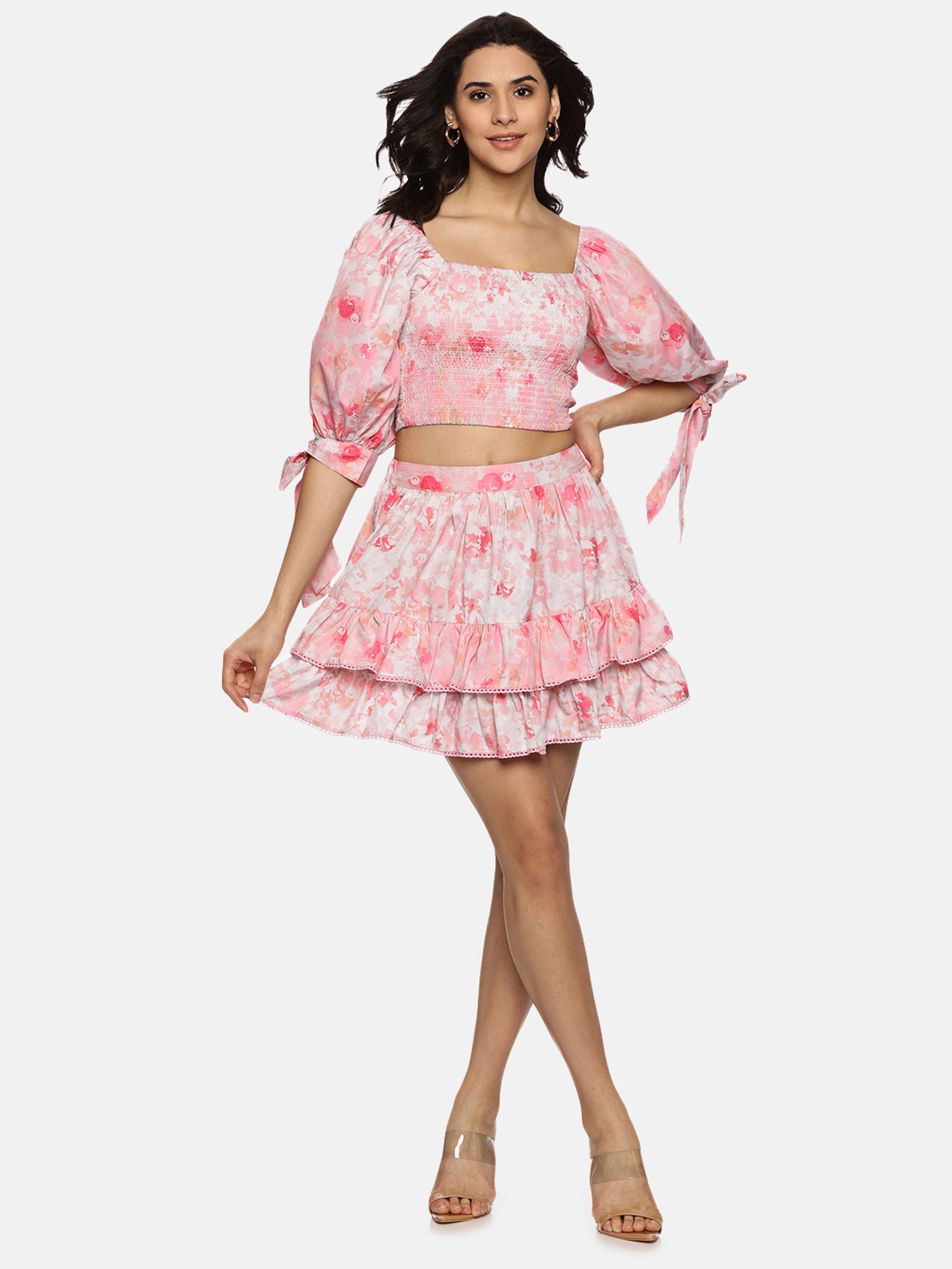 ISU Pink Printed Mini Skirt