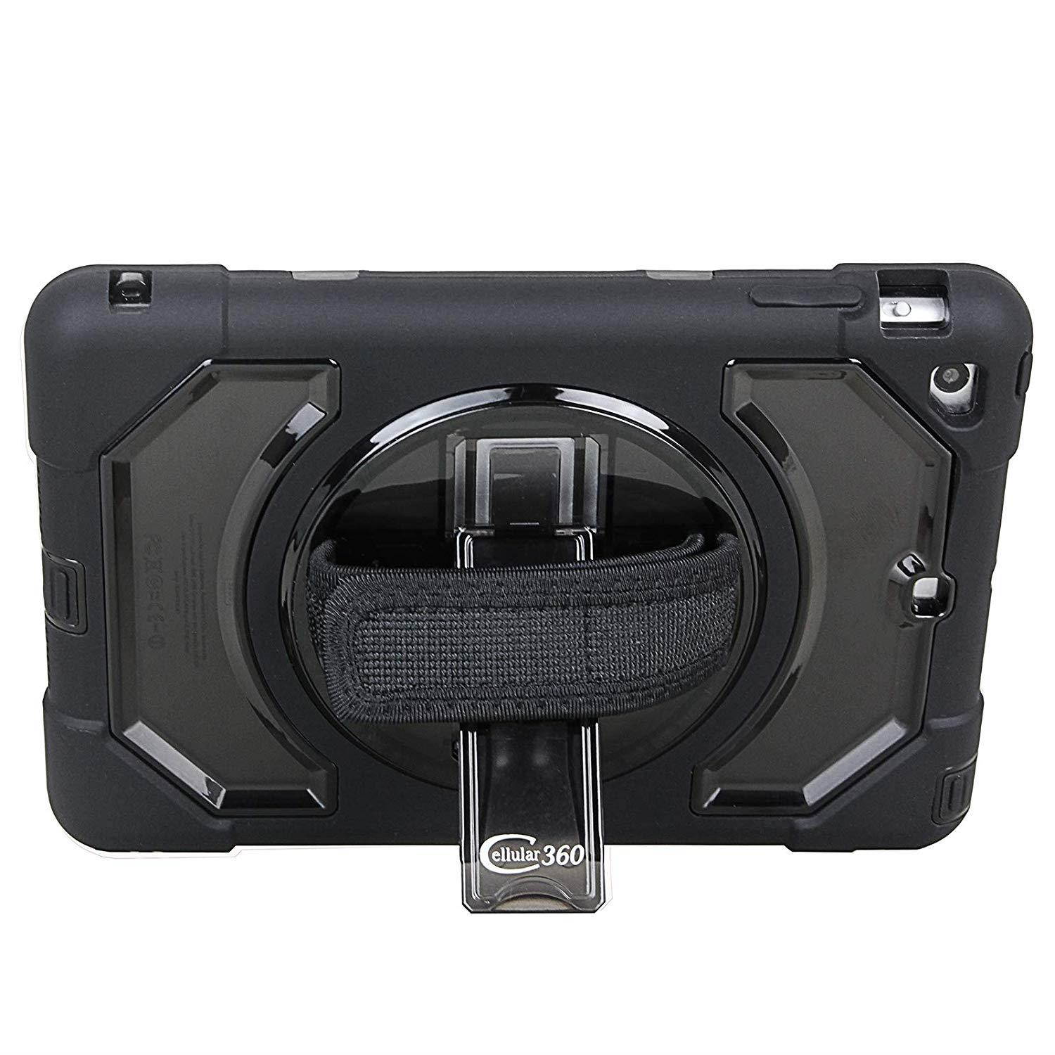 Cellular360 Multi-Functional Case with 360 Degrees Rotatable Stand, Adjustable Handle and Pencil Holder for iPad Mini 1 / iPad Mini 2 / iPad Mini 3 (Shoulder Strap Combo-Black/Smoke)