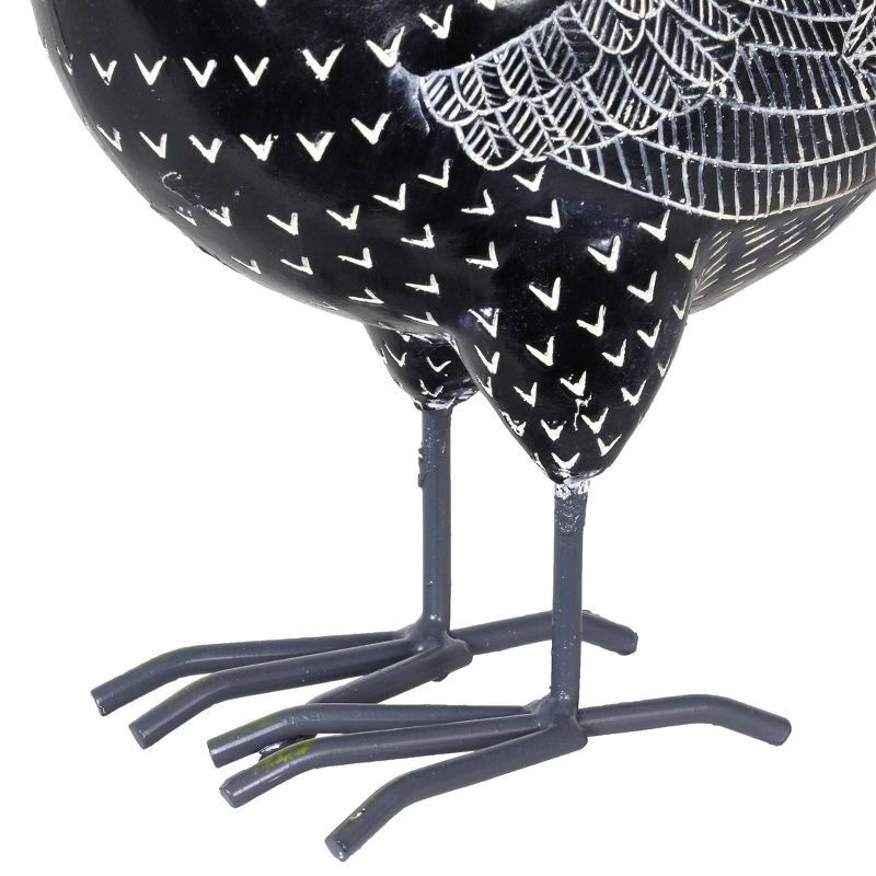 11.81" Resin Polka Dot Rooster Statue Black/White - Exhart