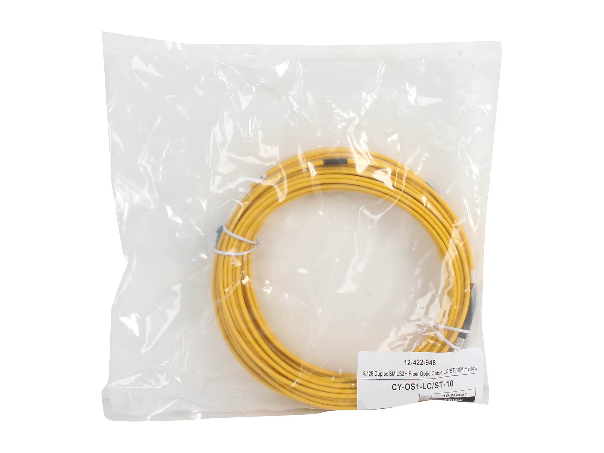Coboc CY-OS1-LC/ST-10 32.81 ft. Fiber Optic Cable, LC/ST, Single Mode, Duplex (9/125 Type) - Yellow