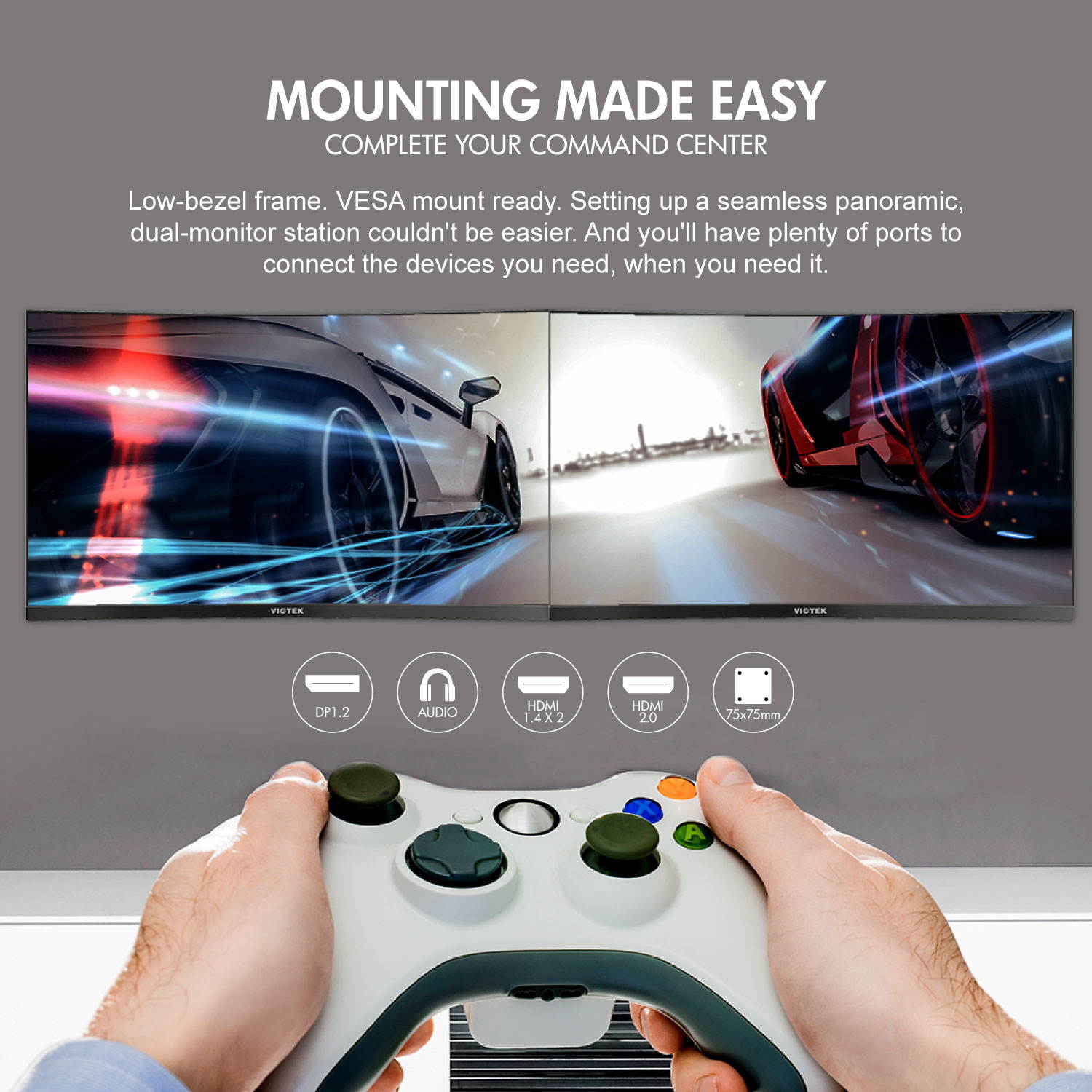 VIOTEK GNV27DB 27" Curved QHD Gaming Monitor 144Hz 2560 x 1440 p (2K) 4.8ms (OD) 1500R Curvature, FreeSync DP, 3 x HDMI, 3.5mm