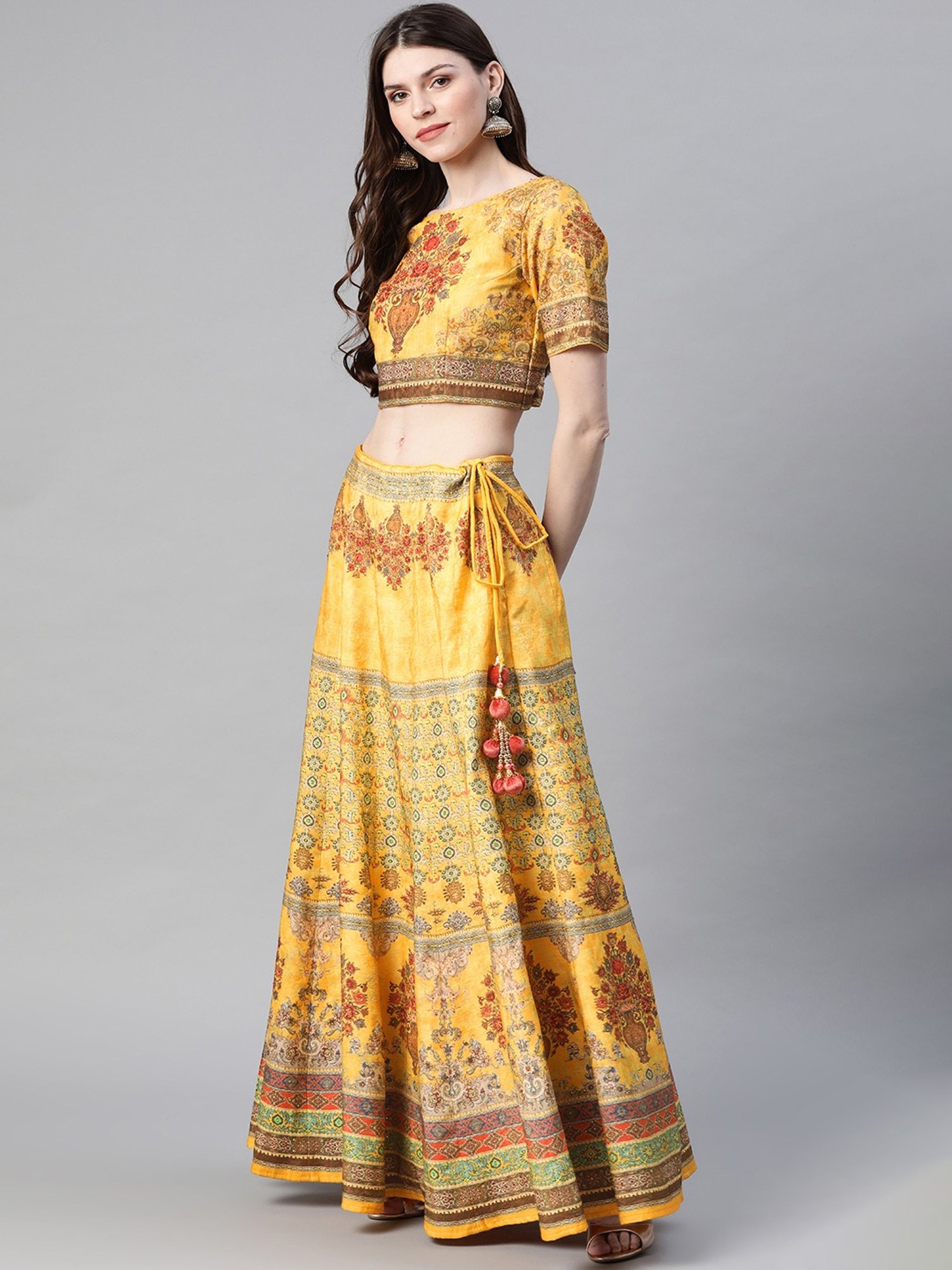 studiorasa Purple Hand Block Print Lehenga Set