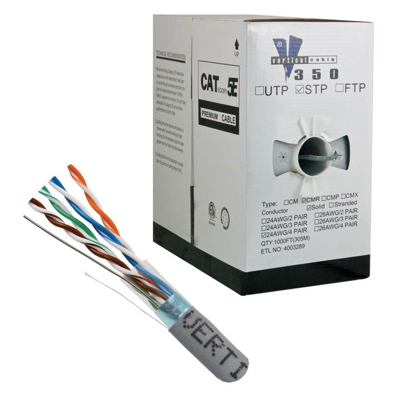 CAT-5E STP 1000 8-Conductor Bulk Grey-PVC Jacket Shieled AWG24 Solid-Bare Copper UL-ETL Cable