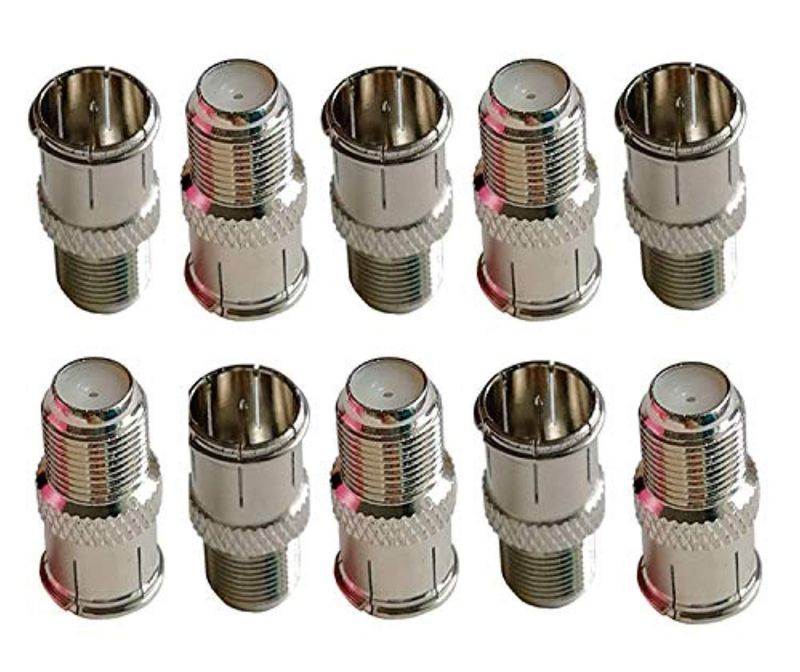 imbaprice (10 pack) f-jack to f-quick push on plug - male/female - adapter