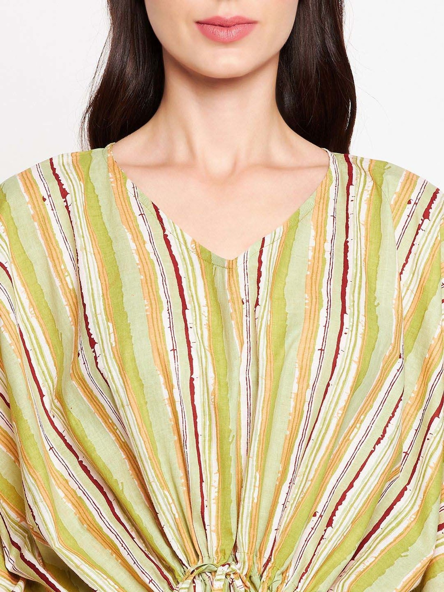 Secrets By ZeroKaata Green & Blue Cotton Printed Kaftan - Pack Of 2