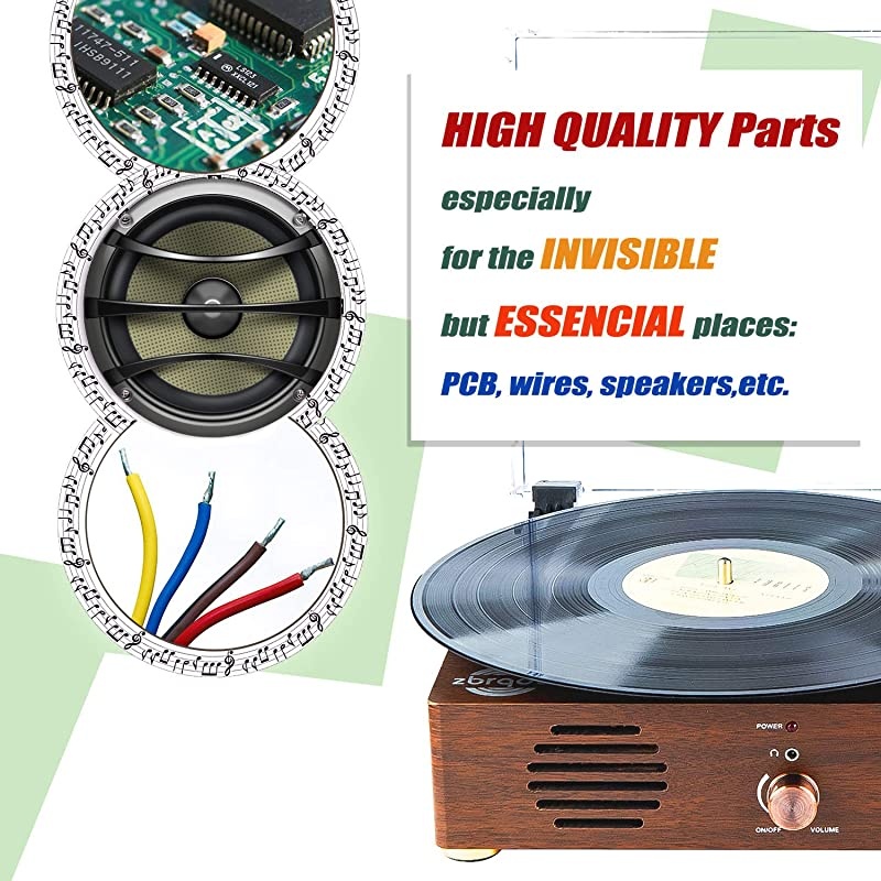 Player-13 in 1 Turntable with Speakers Vinyl ing LP Bluetooth USB TF Card FM Radio Aux Input RCA Line Out and Headphone Jack