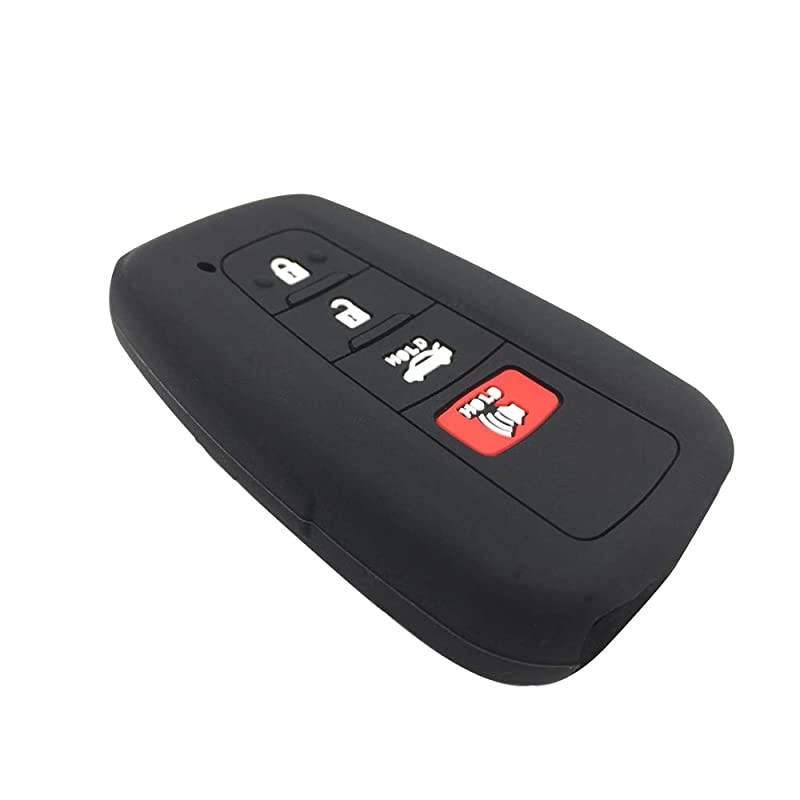 Autotech Remote Key Silicone Rubber Keyless Entry Shell Case Fob and Key Skin Cover 4 Buttons Fit For 2018 Toyota Camry C-HR Prius (Black+Red)