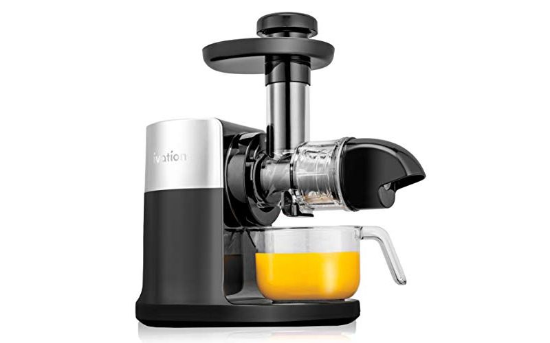 Ivation Slow Masticating Juicer Machine, 70 RPM Horizontal Juice Extractor Cold Press Juicer, Easy to Clean with Quiet Motor and Reverse