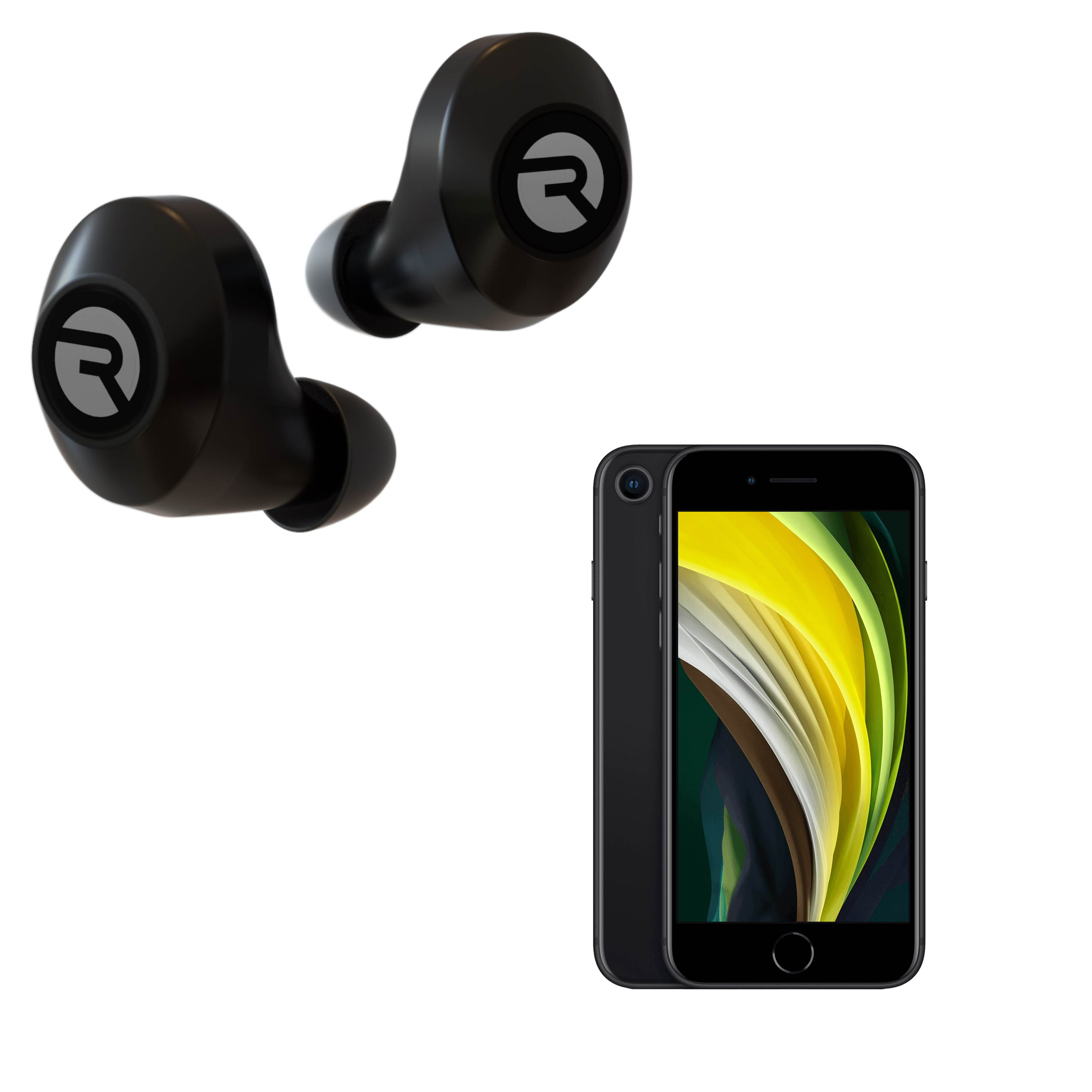 Apple Iphone SE 2020 Unlocked GSM Phone with Raycon E25 Earbuds - Black