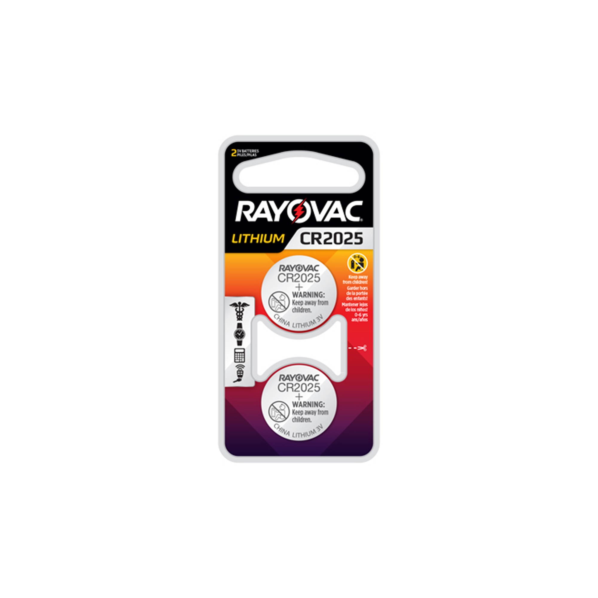 CR2025 Rayovac 3 Volt Lithium Coin Cell Batteries (2 on a Card)