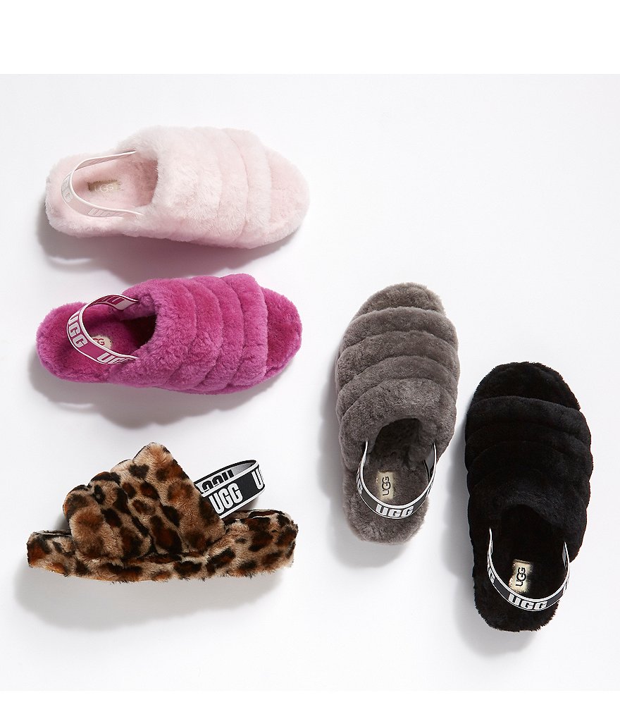 UGG&reg; Fluff Yeah Leopard Print Fur Slides