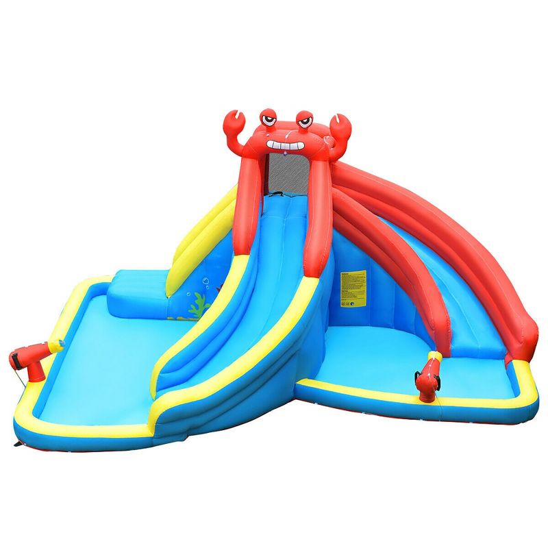 Costway Inflatable Water Slide Crab Dual Slide Bounce House Splash Pool Without Blower