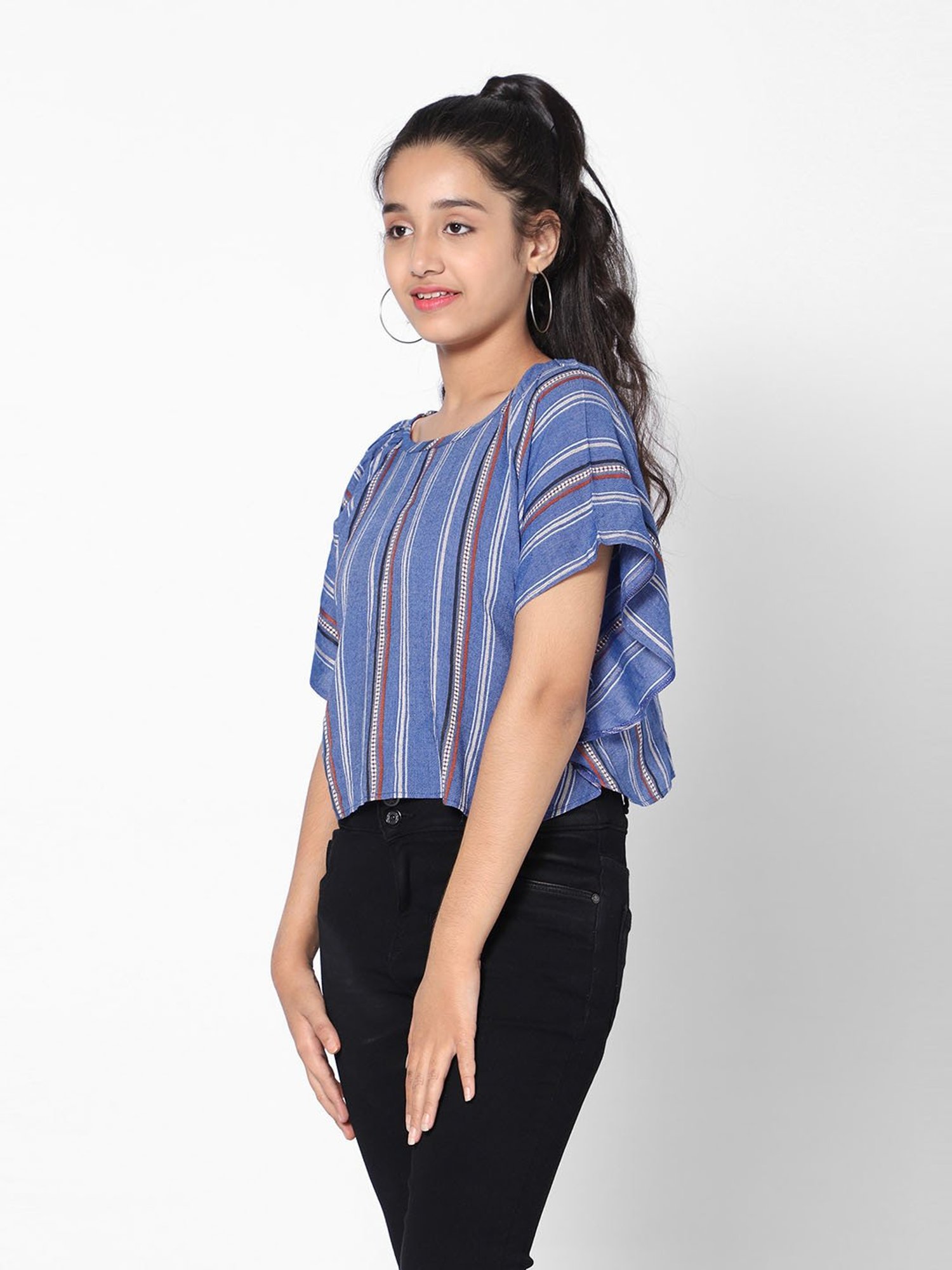 TeenTrums Girls Blue Striped Top