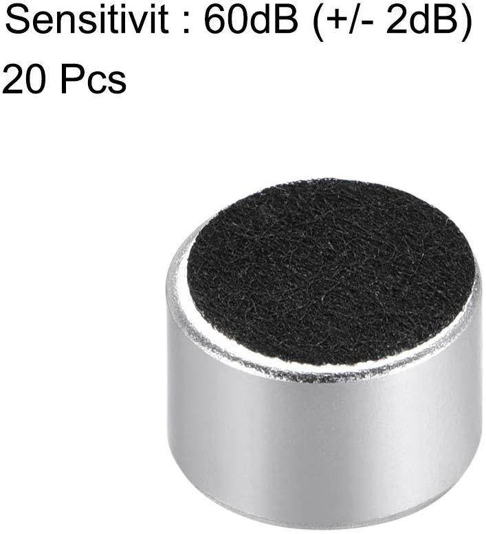 uxcell 9767 60dB Electret Microphone Pickup 9.7mm x 7mm Cylindrical Condenser MIC with Solder Joint for PCB 20 Pcs