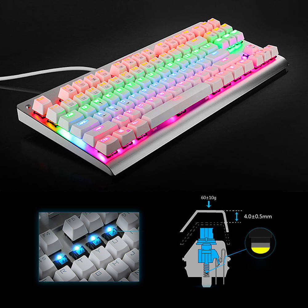Mechanical Professional Gaming Keyboard Tactile Backlit LED 87 Keys Anti-Ghosting Backlight 9 LED Programmable Keyboard