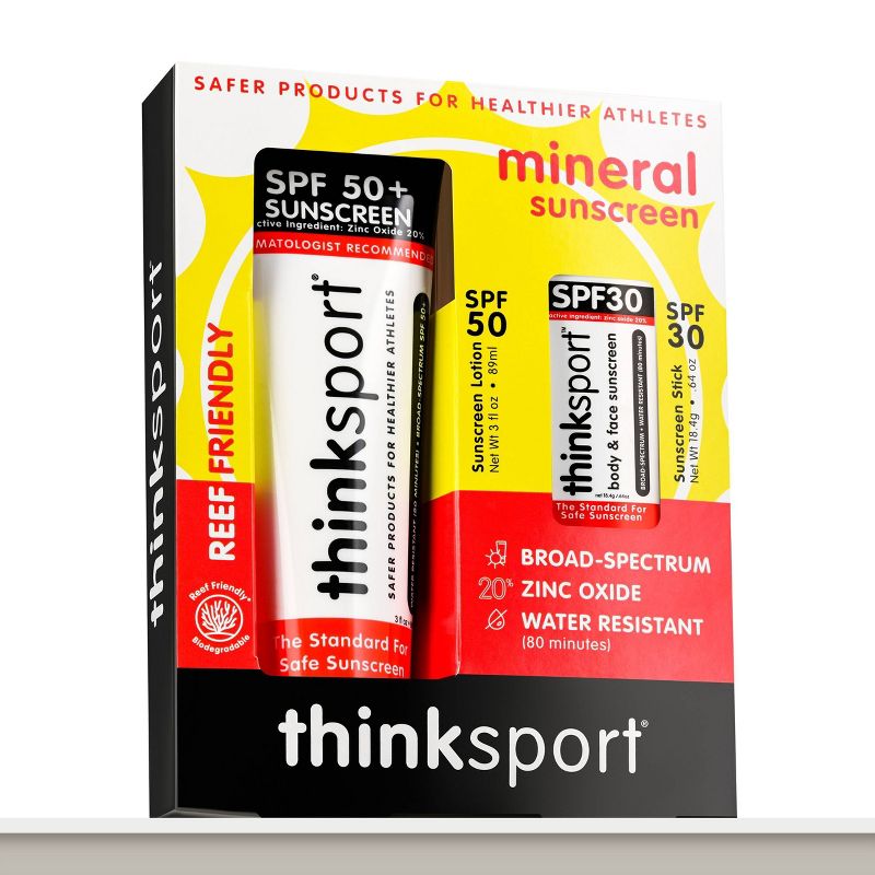 Thinksport Mineral Sunscreen Combo Pack Lotion and Stick - SPF 50 - 3 fl oz/SPF 30 - 0.64oz