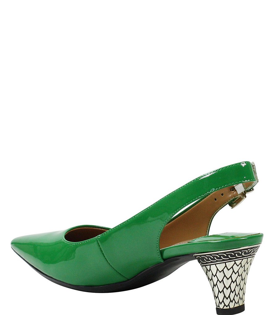J. Renee Mayetta Patent Embossed Heel Sling Pumps