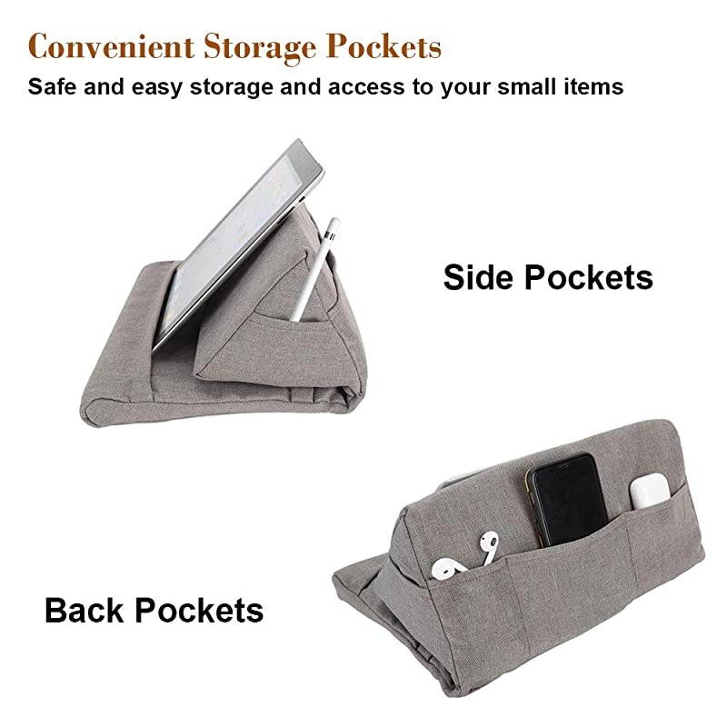 Pillow Stand Tablet Pillow Holder Soft Pillow Lap Stand for Tablet eReaders Mobile Phone Magazines Books Grey