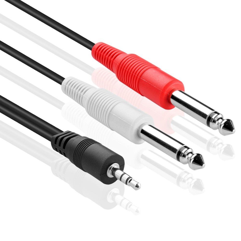 TNP Premium 3.5mm TRS to Dual 1/4 Inch TS Audio Cable (6FT) - Male 3.5mm 1/8 Stereo AUX Auxiliary to 6.35mm 1/4 Y Adapter Connector Wire Cord Plug Jack