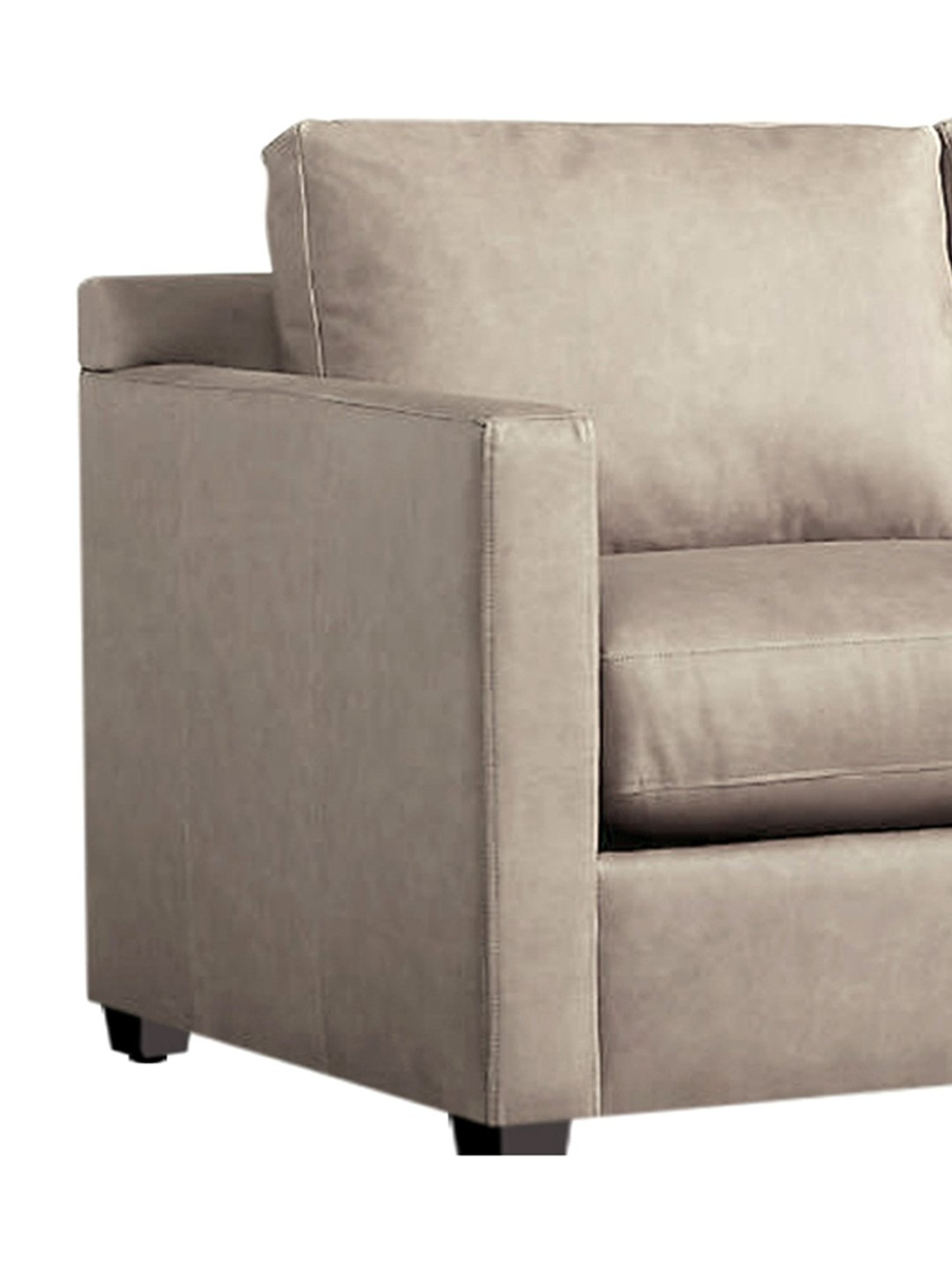 Trevi Olive Grey Leather & Neem Wood 1 Seater Sofa