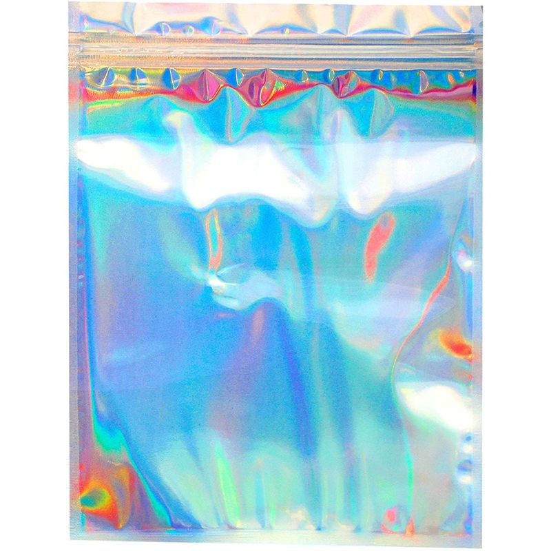 Okuna Outpost Resealable Smell Proof Bags, Holographic Pouches (6 x 8 in, 100 Pack)