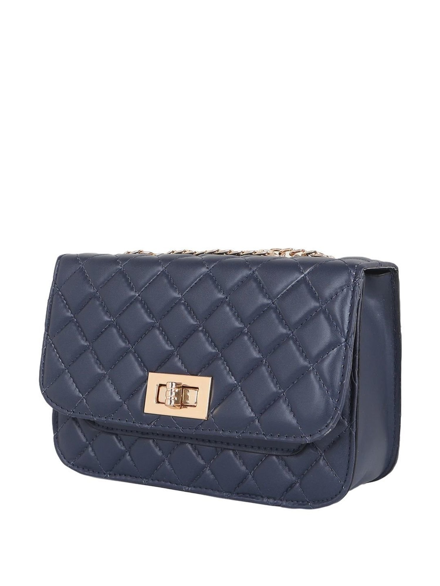 Carlton London Navy Quilted Medium Sling Handbag