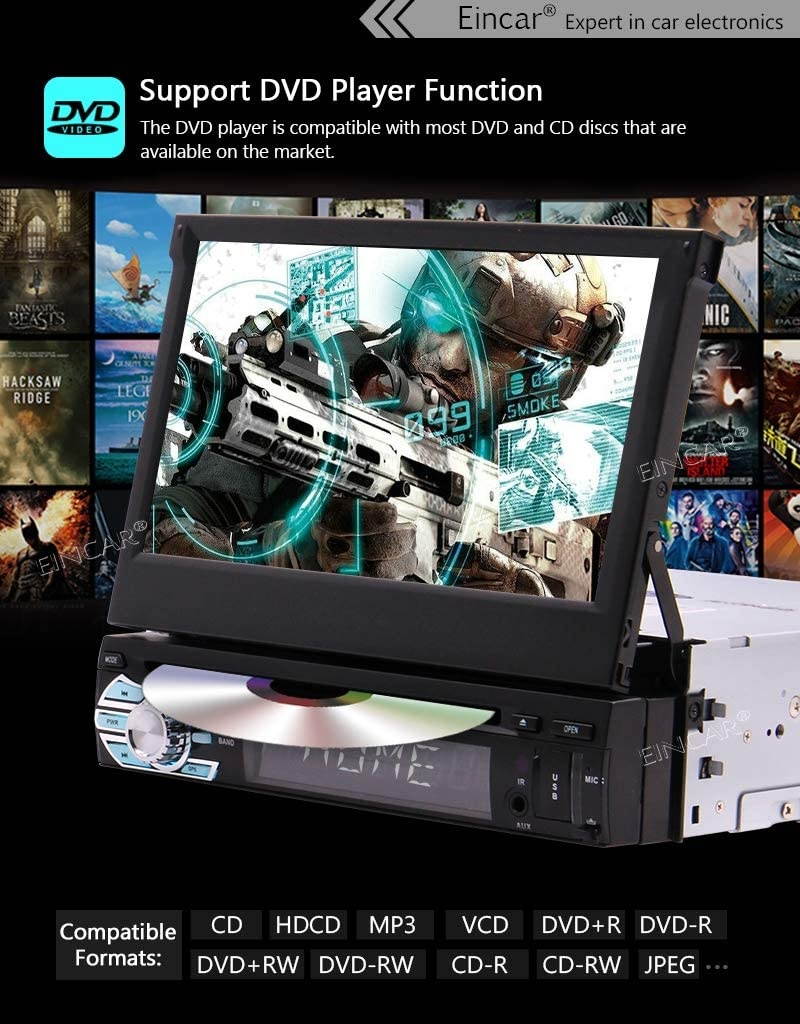 1Din Car Radio GPS Stereo Navigation System 7inch Car DVD CD Player Capacitive Touchscreen in Deck Headunit Support Mirror Link for Android Smart Phone Steering Wheel Control with Reversing Camera