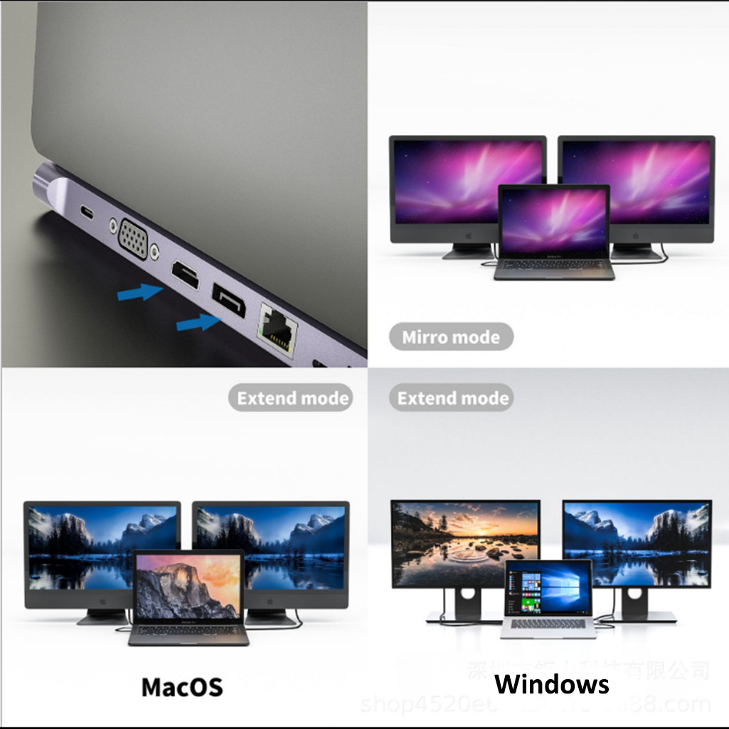 USB C Hub HDMI Ethernet Adapter 11 in 1 USB Type-C Hub to HDMI 4K VGA, Suitable for Samsung Dex Station, Universal Laptop Dock Hub with 87W PD Compatible with MacBook Pro / 2018 2017 / iPad / Air 2018