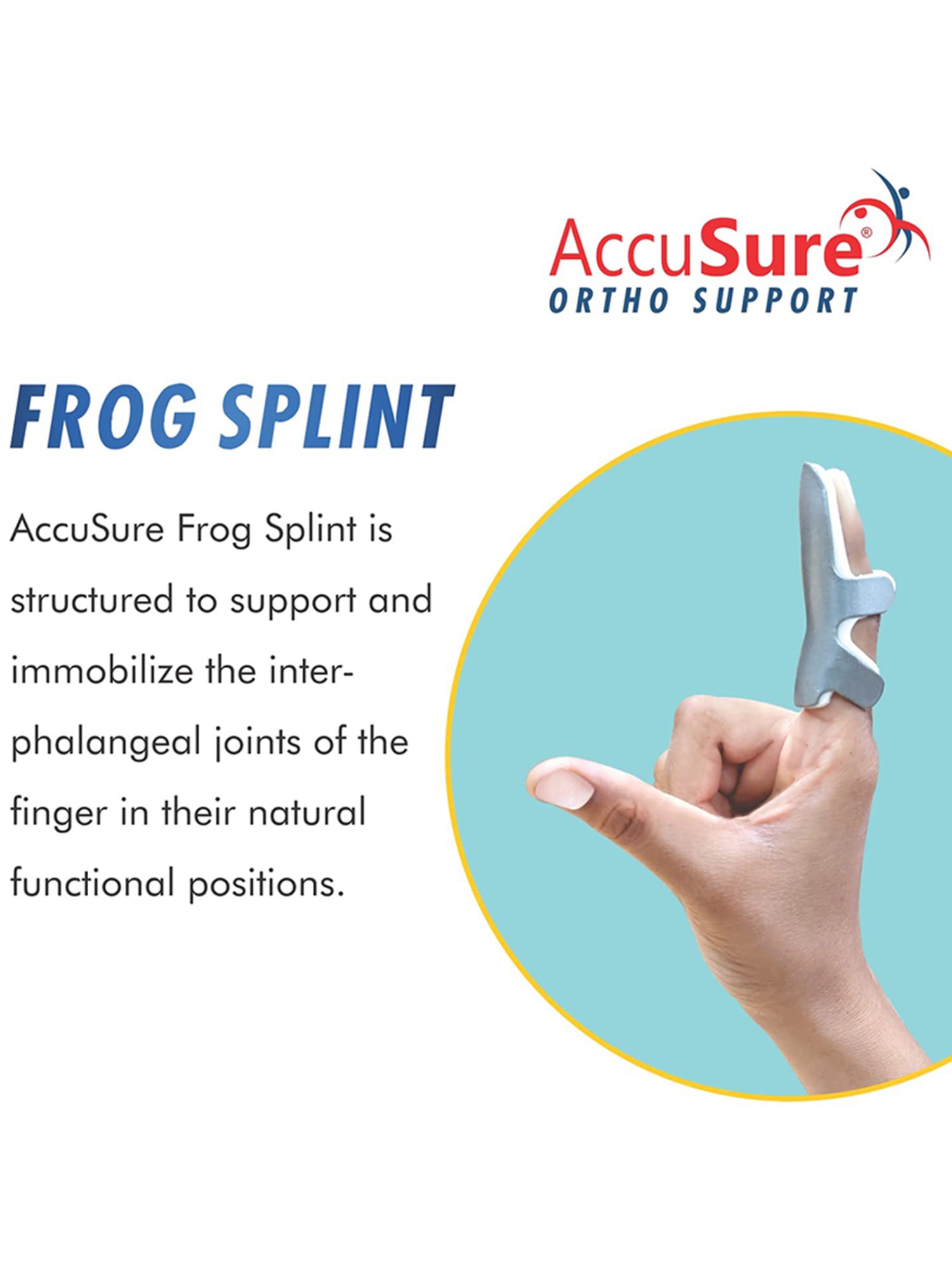 AccuSure Foam Lined Frog Finger Splint - Medium (Grey)