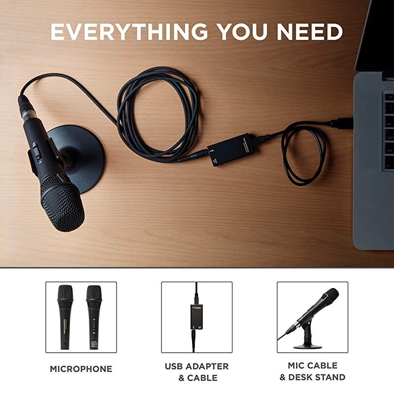 Pro M4U USB Condenser Microphone With Audio Interface Mic Cable and Desk Stand For Podcast Projects Streaming and Recording Instruments