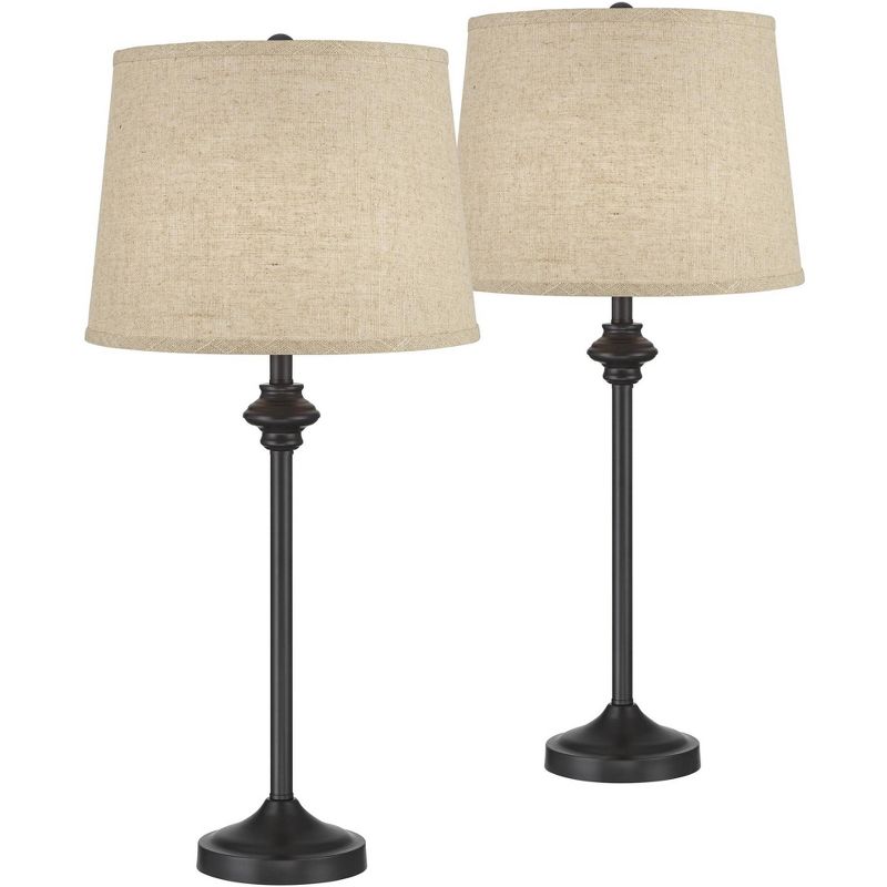 360 Lighting Lynn Bronze Buffet Burlap Linen Table Lamps Set of 2
